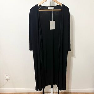 NWT Everlane Black Knit Open Cardigan Tie Waist Black‎ Large